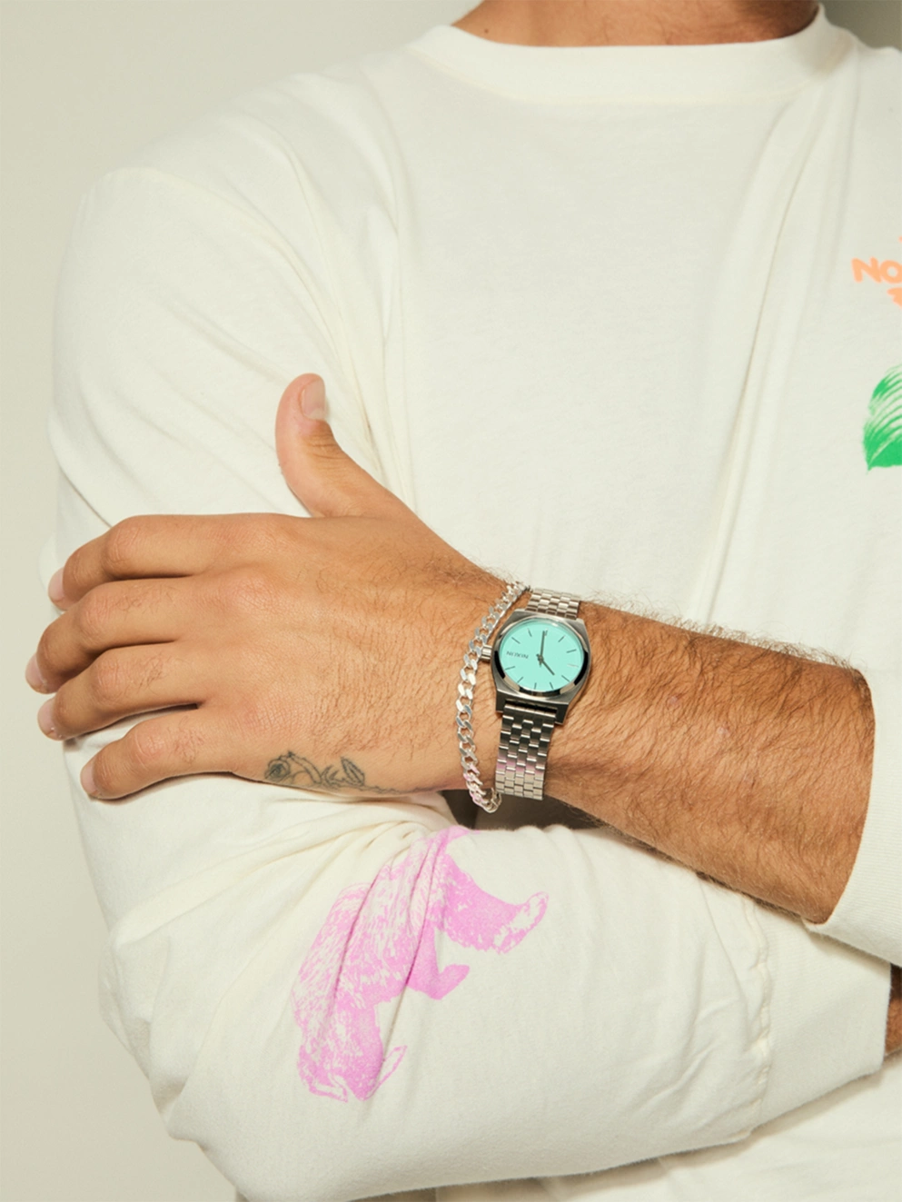 Nixon The Medium Time Teller Watch silver/turquoise