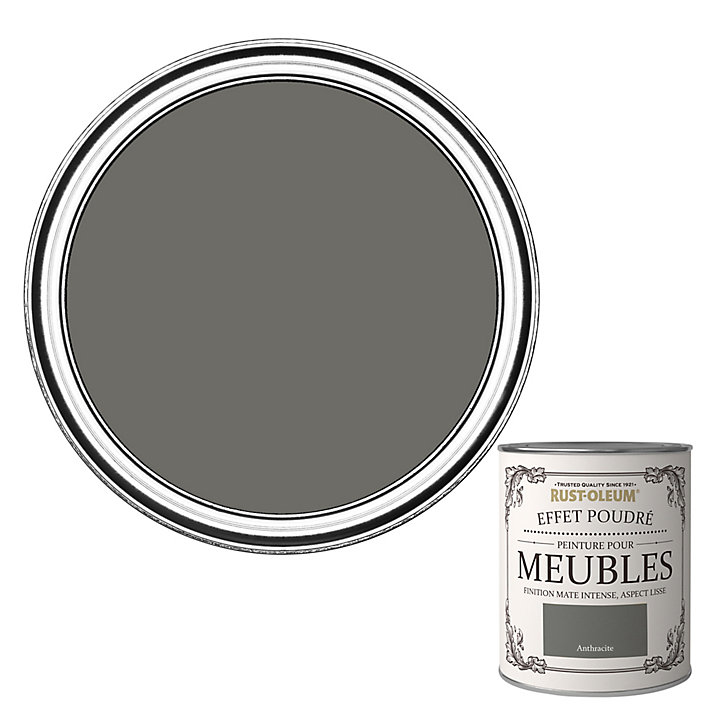 Peinture pour meubles Rust-Oleum anthracite effet poudré mat intense 125ml