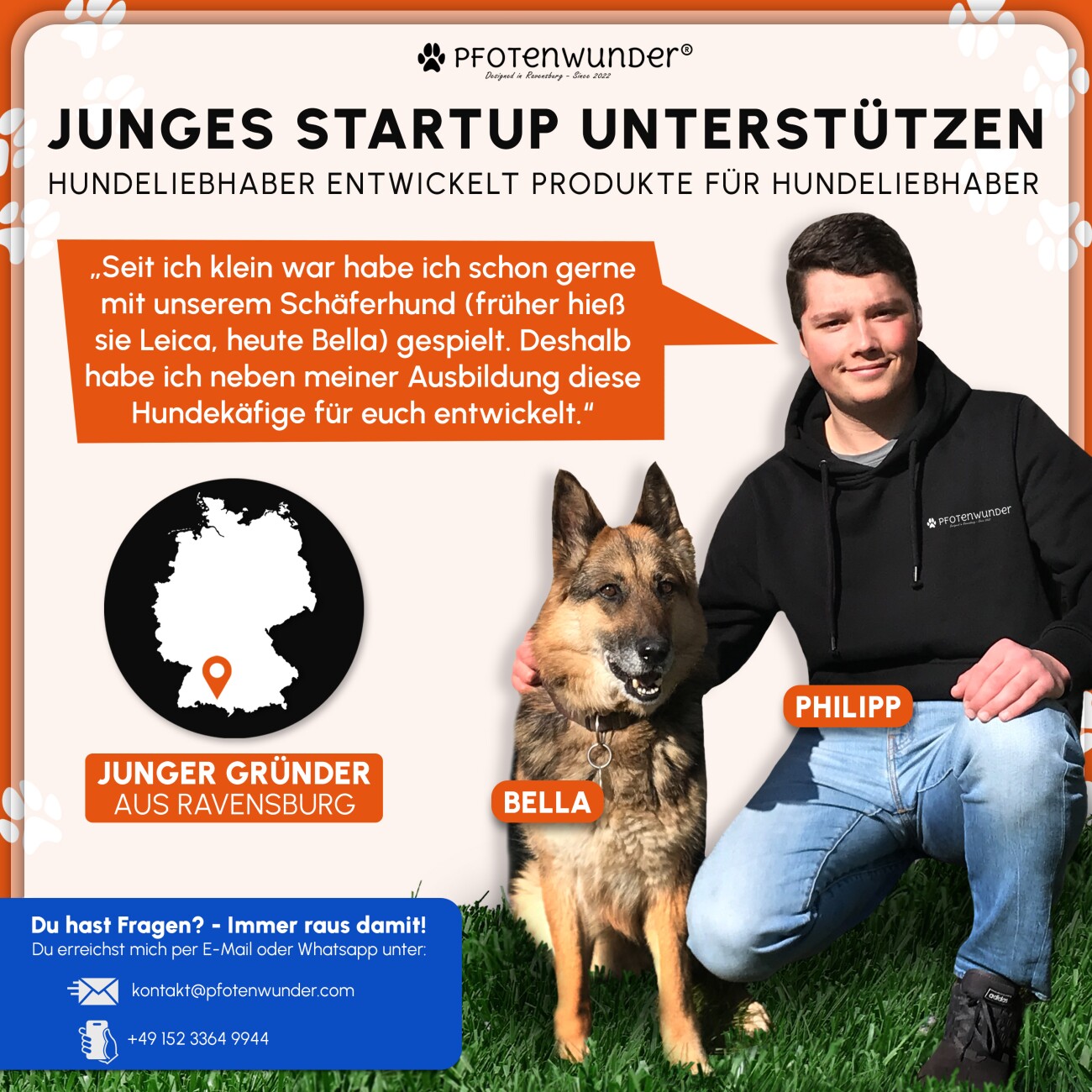 PfotenWunder® Hundekäfig klappbar 122*75.5*84cm, Hundetransportkäfig mit 2 Türen + 1 Abdeckung & 1 Trainingsbuch | Tiertransportbox, Hundetransportbox, Hundebox Auto, Drahtkäfig faltbar mit Bodenschale