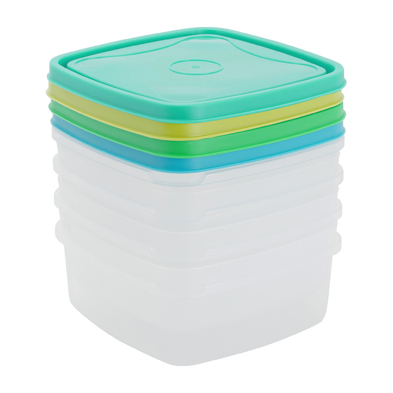 Vershoudbakjes van plastic - 1 liter - set van 4