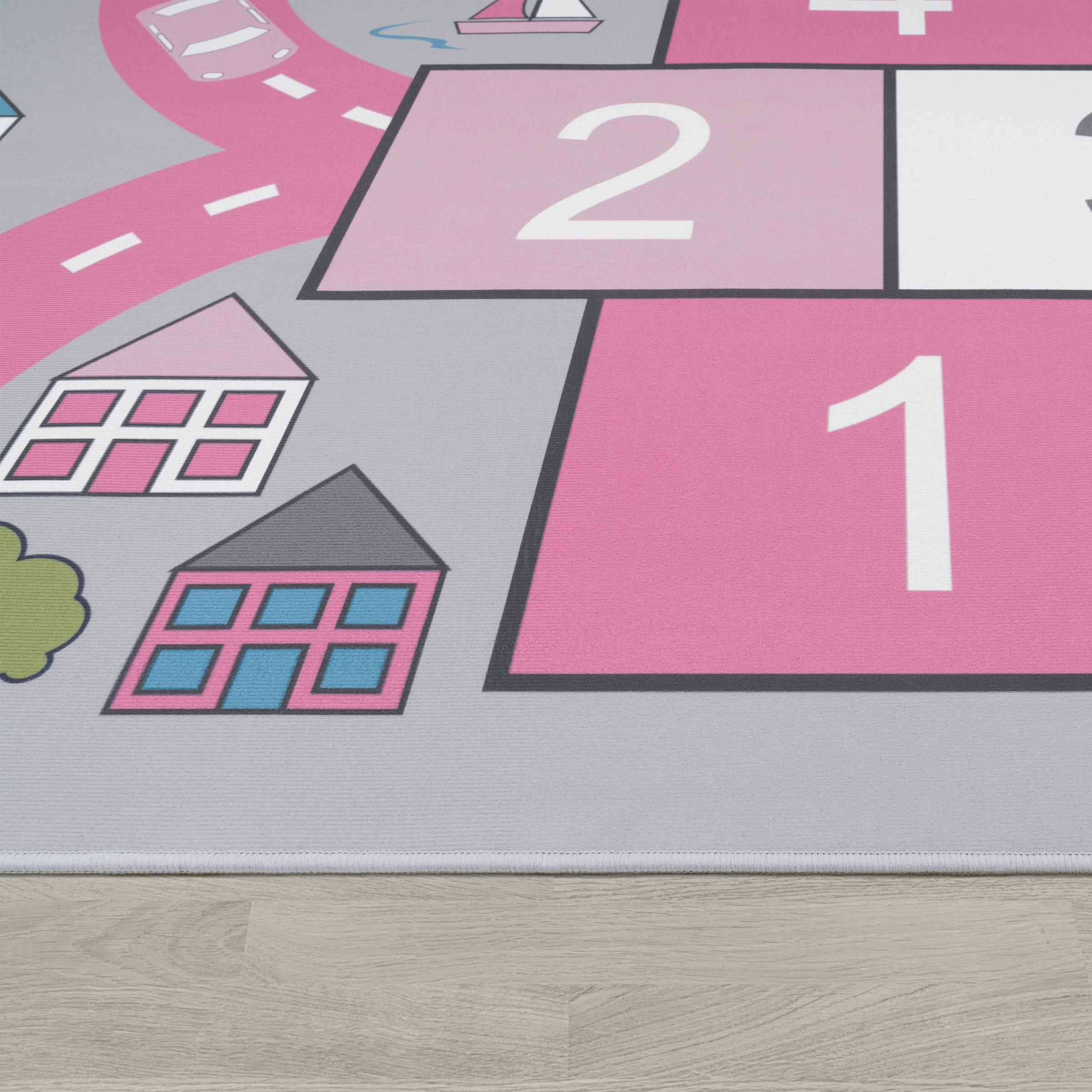 Paco Home Kinderteppich »Bino 569« rechteckig 4 mm Höhe Kurzflor, Strassen-Spiel-Teppich & Motiv Hüpfkästchen 