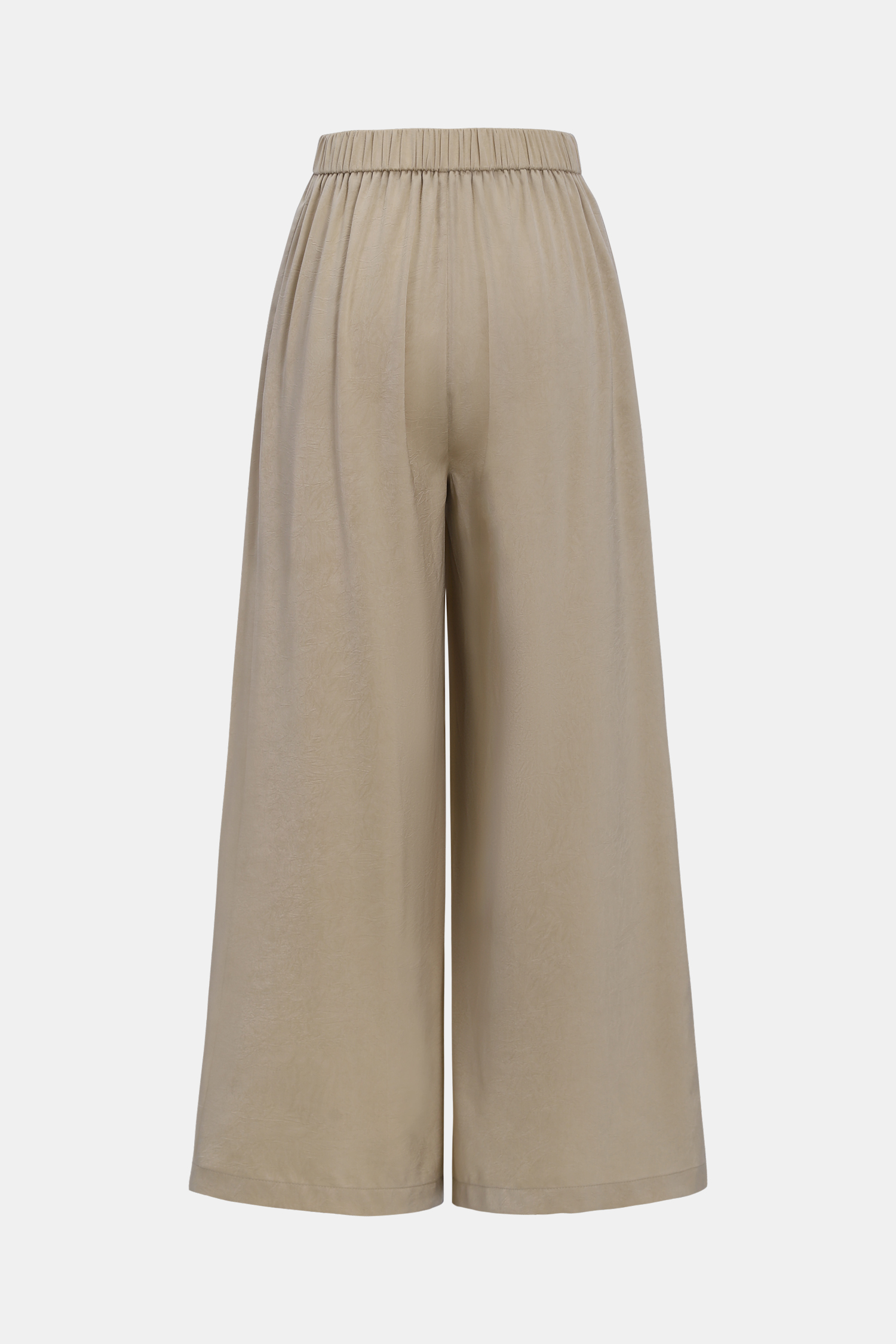Pantalon à taille haute et jambes larges beige