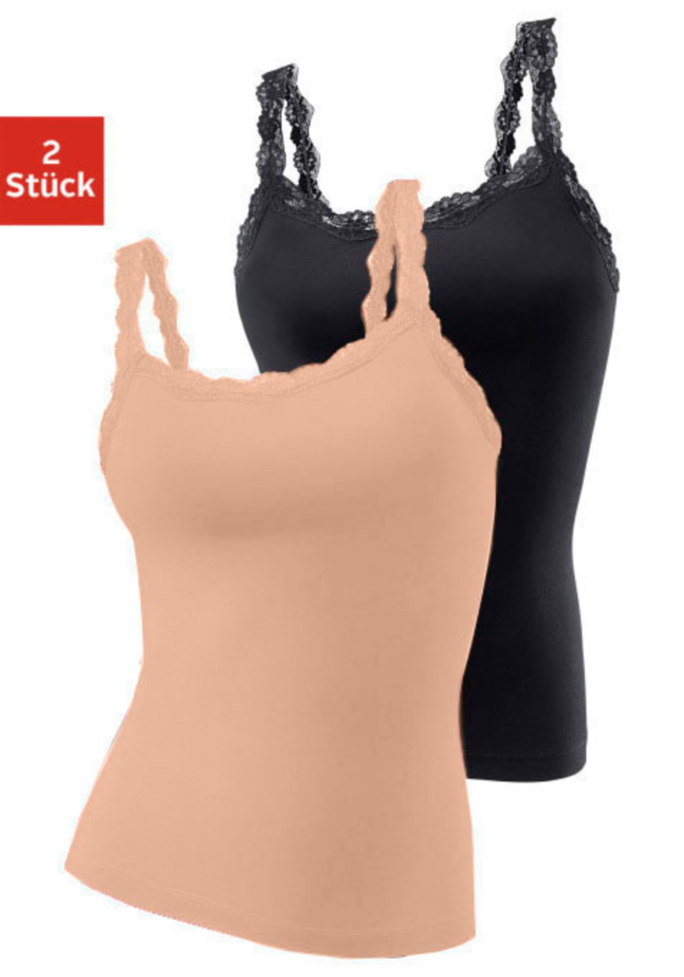 LASCANA Unterhemd in beige, schwarz
