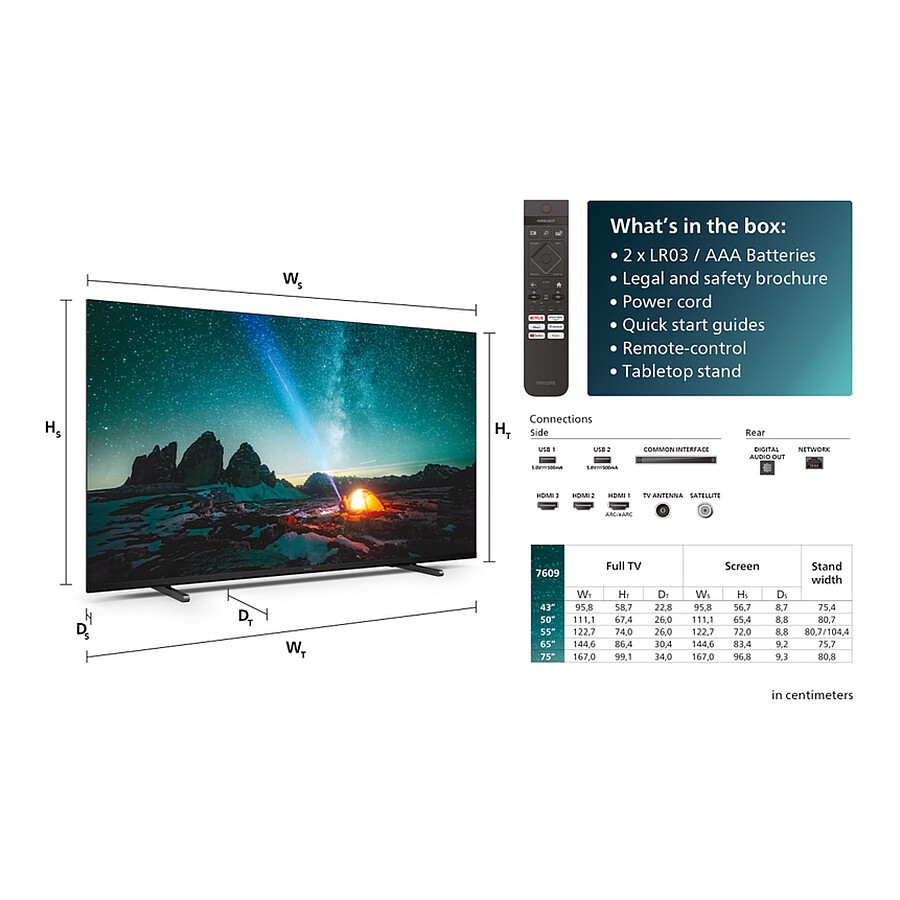 PHILIPS 50PUS7609 - TV 4K UHD HDR - 126 cm