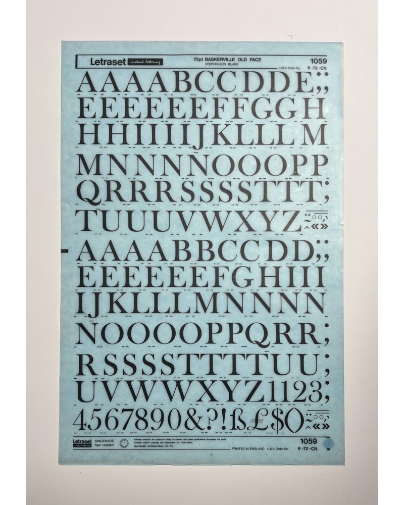 letraset-1059- BAKERVILLE OLD FACE - 72pt