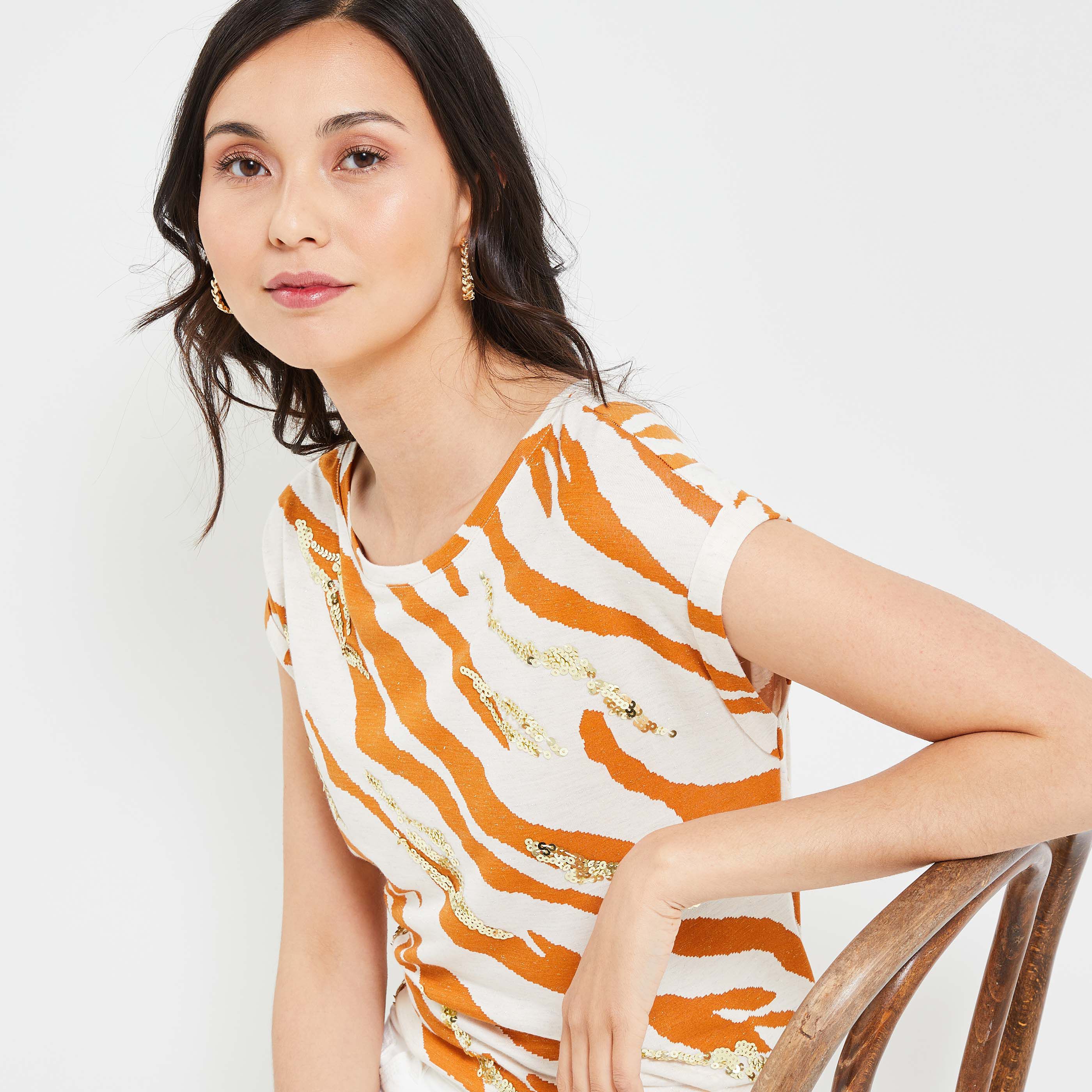 Tshirt imprimé femme - BEIGE