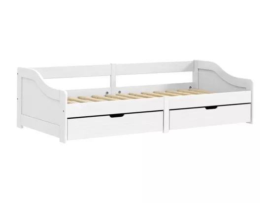 Lit de jour avec 2 tiroirs IRUN blanc 90x200 cm bois pin massif