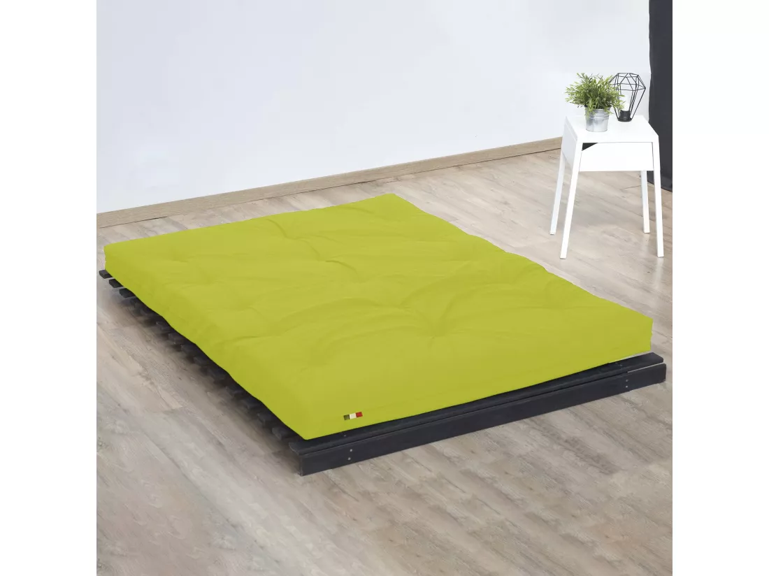 Matelas futon vert pistache coeur en latex 90x200