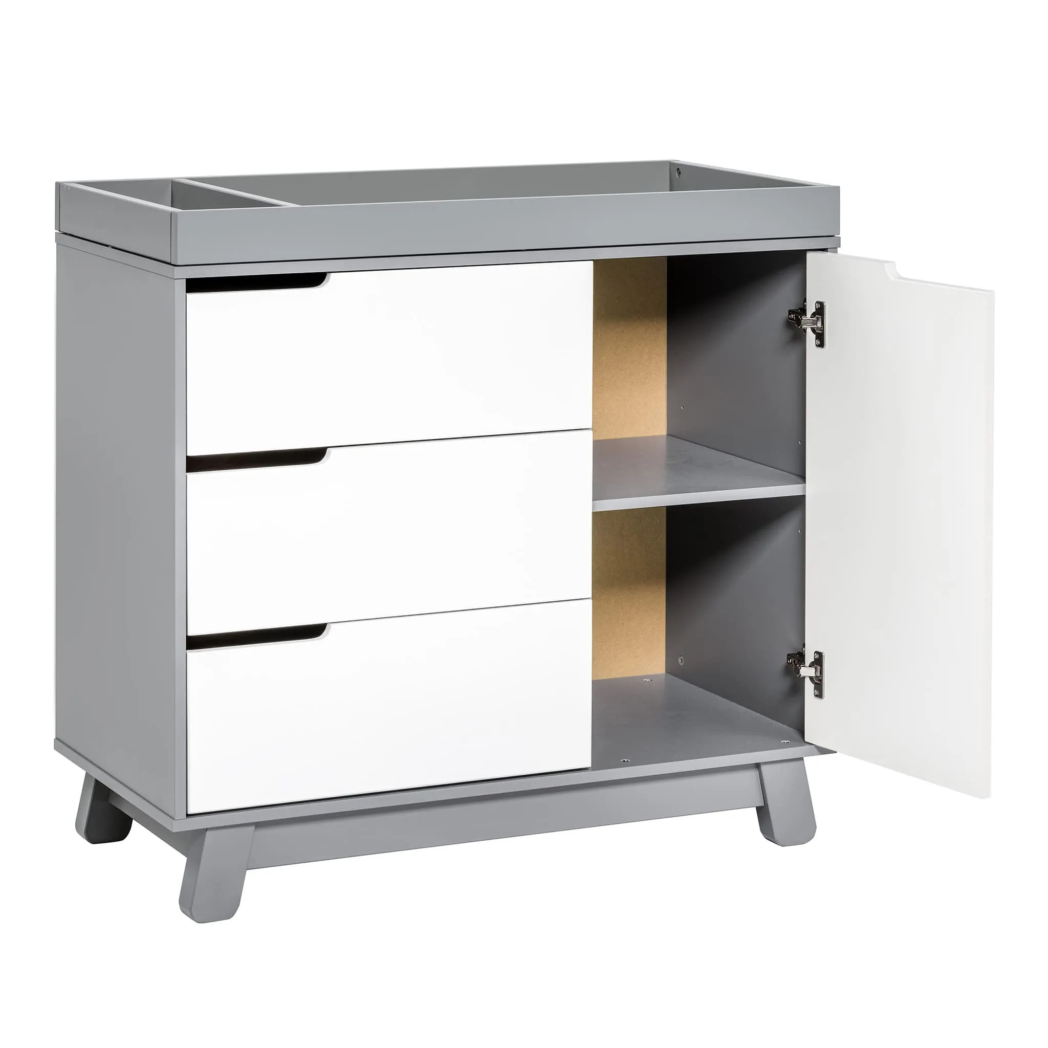 Babyletto Meuble à Langer à 3 Tiroirs Hudson avec Plateau Amovible - Gris  Blanc