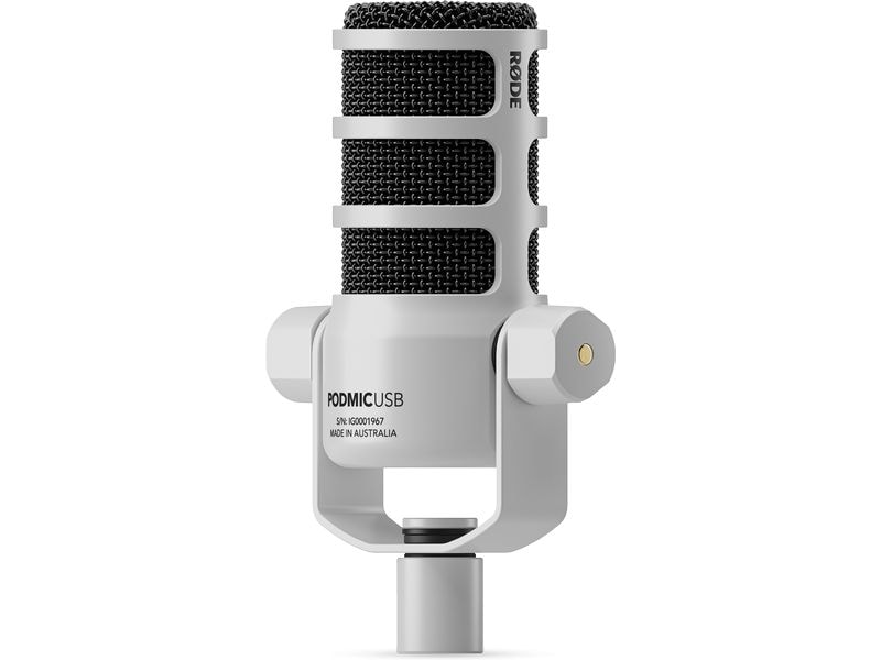Rode Mikrofon PodMic USB, Weiss Vielseitiges, dynamisches Broadcast-Mikrofon