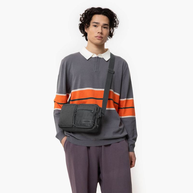 Sac bandoulière Double Cros 28 cm Black Denim