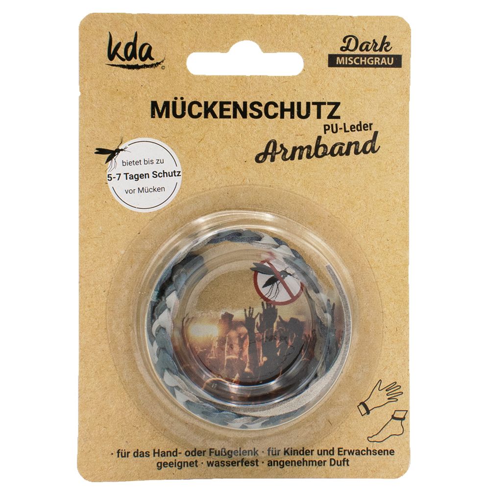 KDA® Mückschutzarmband PU-Leder mischgrau