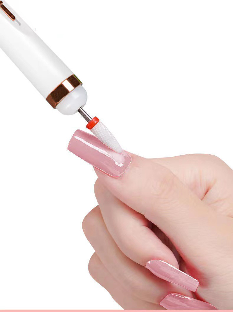 (5in1) Elektrische USB Nagelfräse Nagelpflege Polierwerkzeug Maniküre Pediküre Set mit LED Licht - Weiss