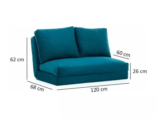 Fauteuil convertible multipositions velours Talya-Couleur Bleu canard-2 places