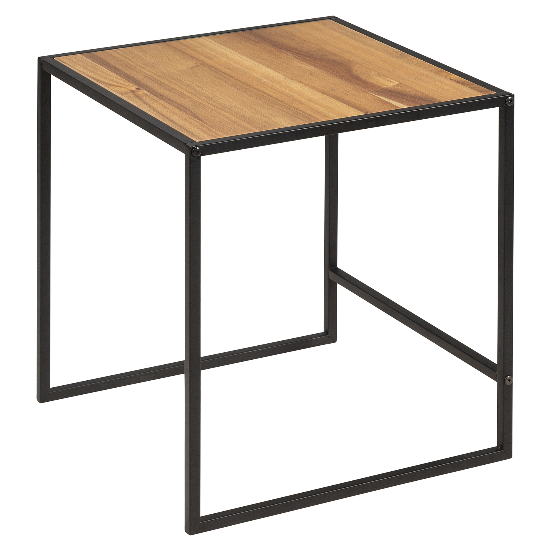 2er-Set Beistelltisch - Akazie - schwarz - 45 cm