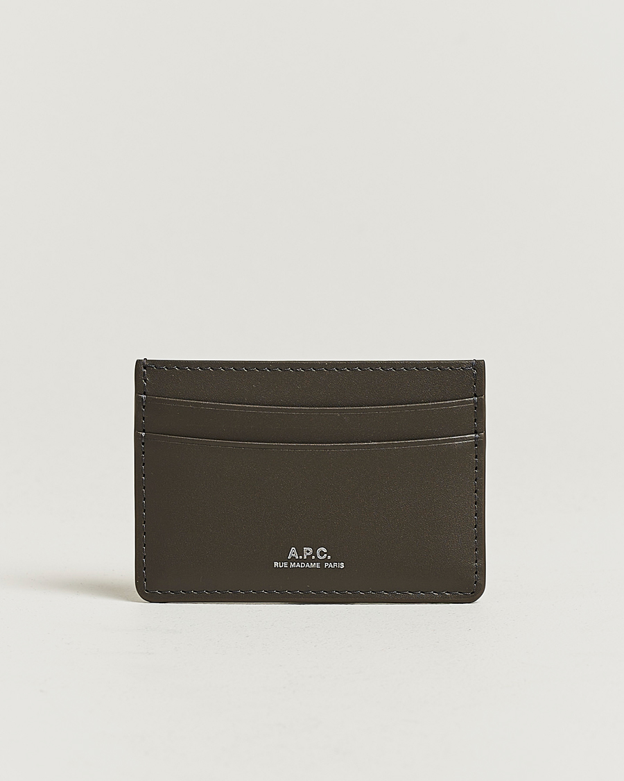 A.P.C. Calf Leather Card Holder Coal