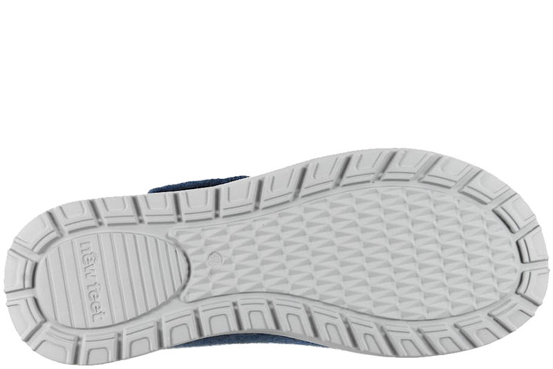 NEW FEET HJEMMESKO UDEN HÆLKAPPE I BLÅ ULDFILT