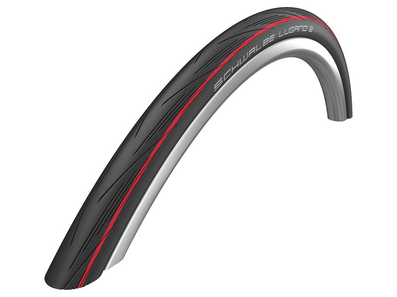 Schwalbe Lugano II 700 x 25C Foldedæk Dæk Sort/Rød