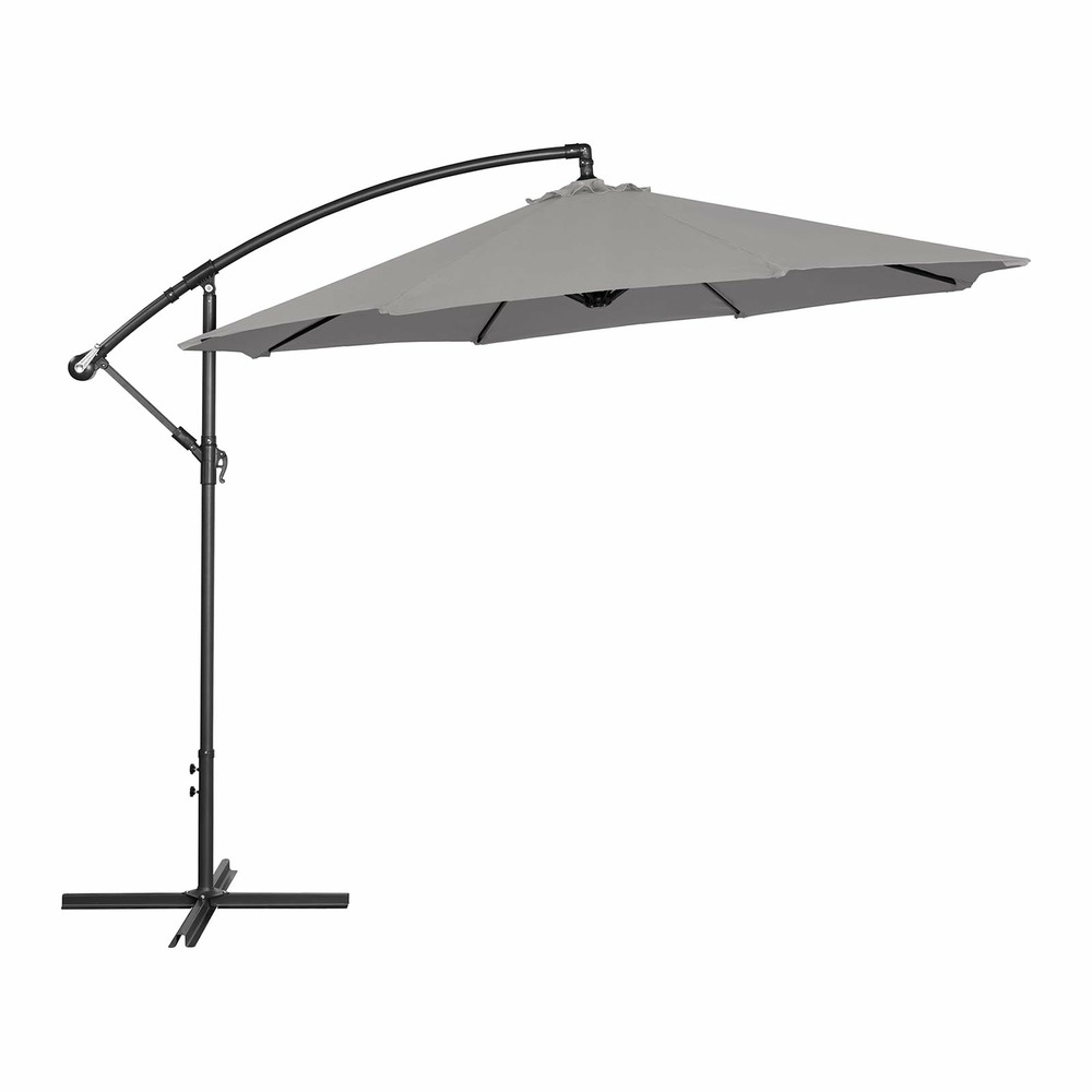 Parasol déporté rond diamètre 300 cm inclinable gris foncé