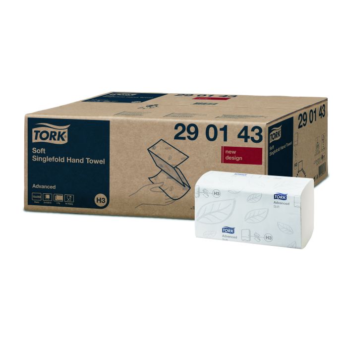 Tork 290143 H3 handdoek Z vouw wit 2laags 23x22.6cm 3750stuks (290143)