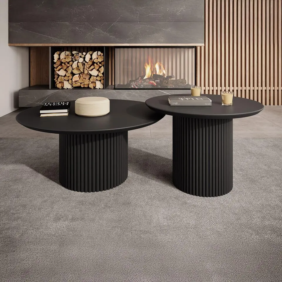 Meubella - Salontafel Mixx - Mat zwart - Set van 2