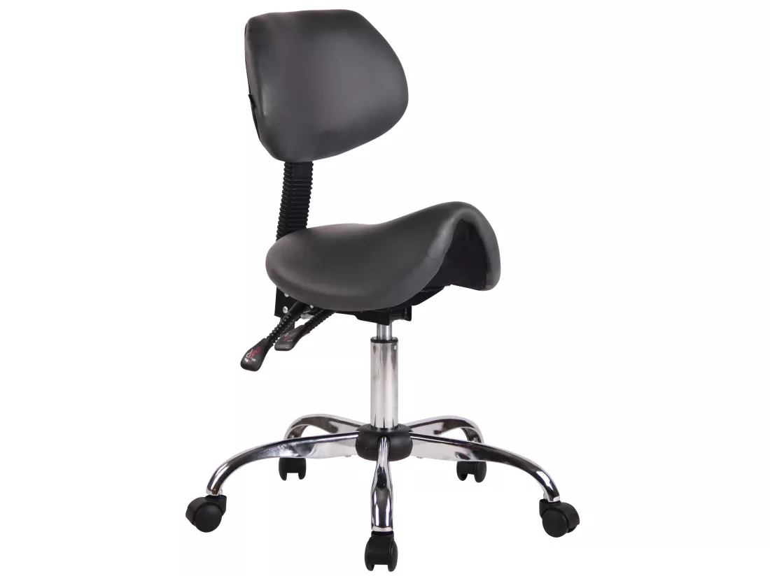 Tabouret de bureau - Similicuir & Métal chromé - Gris - Stuttgart