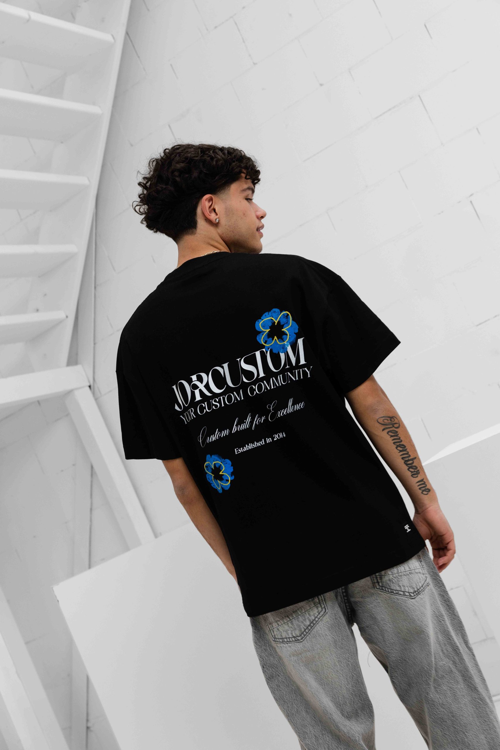 Jorcustom Flowers Loose Fit T-Shirt Heren Zwart