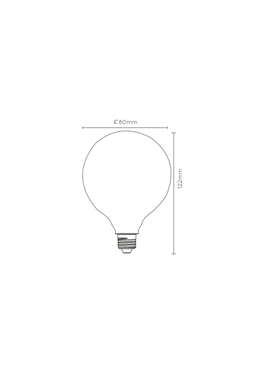 Lucide G80 LED lichtbron E27 8W 2700K opaal dimbaar 3-step