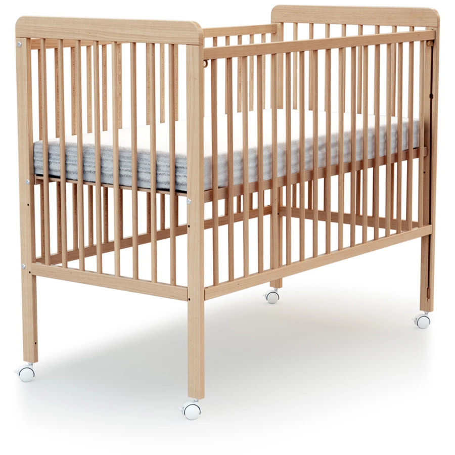 AT4 Babybett ESSENTIAL mit Schiebegitter Buche lackiert 60 x 120 cm