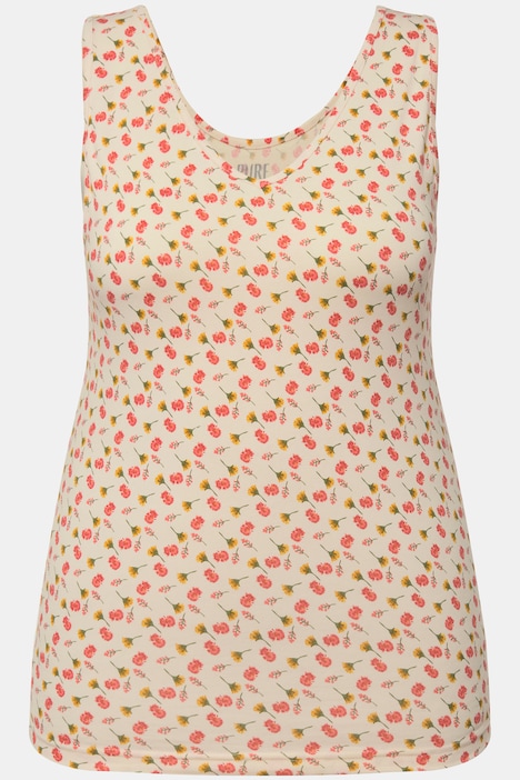 Tanktops, 2er-Pack, Blüten/einfarbig, V-Ausschnitt, ärmellos