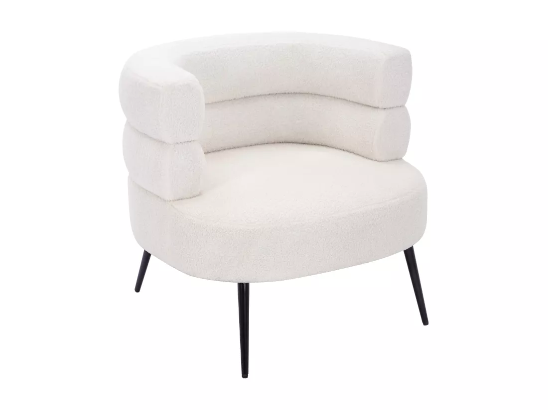 Fauteuil en tissu bouclette blanc CAMEDO