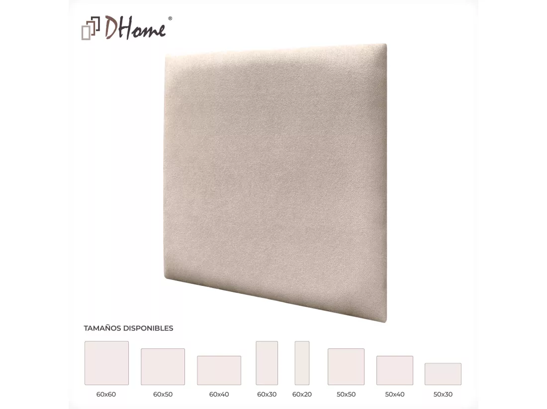 DHOME Lot de 6 Panneaux Rembourrés en Tissu Aqualine Autocollants pour Mur Acoustiques Absorbants Protection contre les Chocs (Beige, 60x60cm, x6)