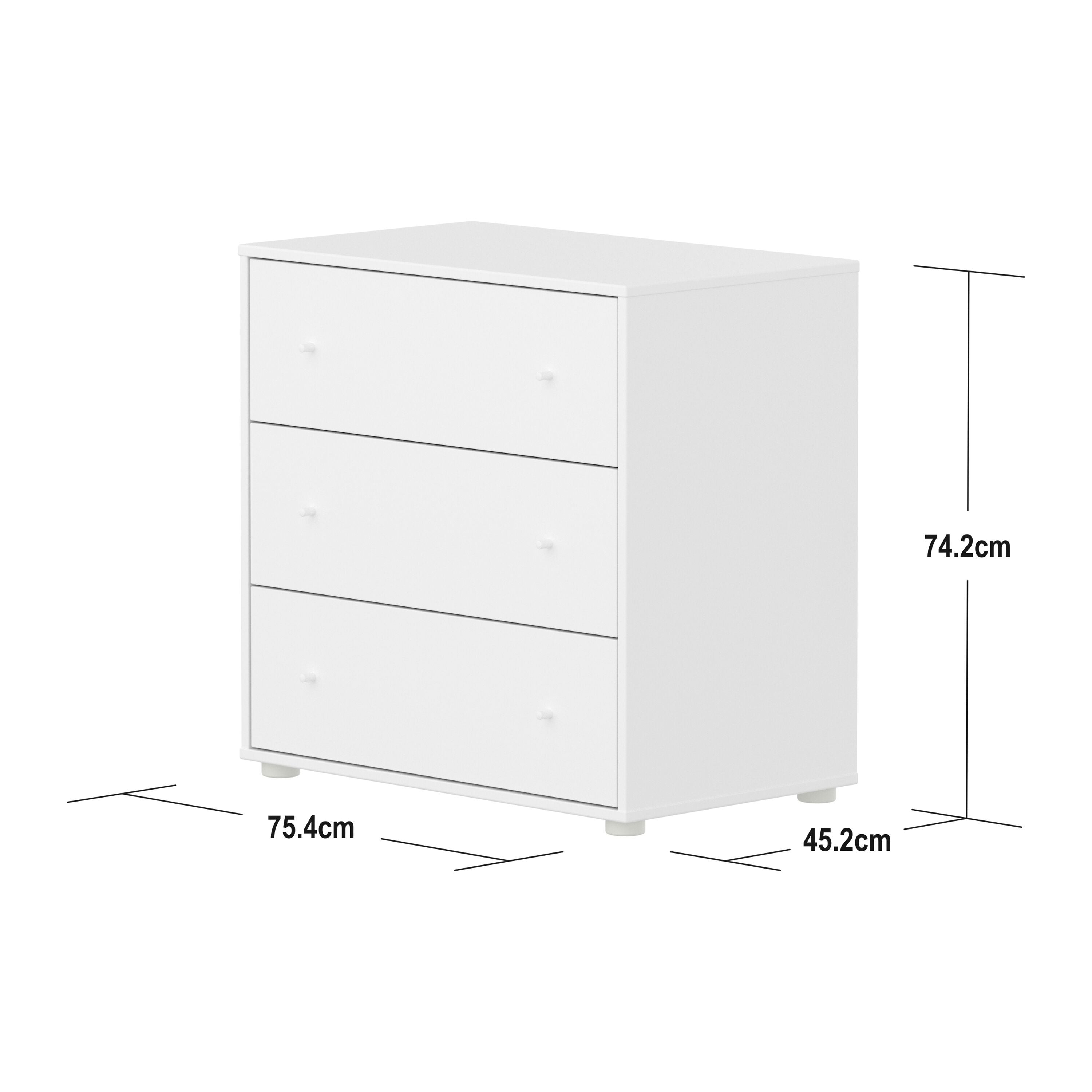 Flexa SAGA Kommode - Weiss / B: 75.0 cm x T: 45.0 cm x H: 74.0 cm