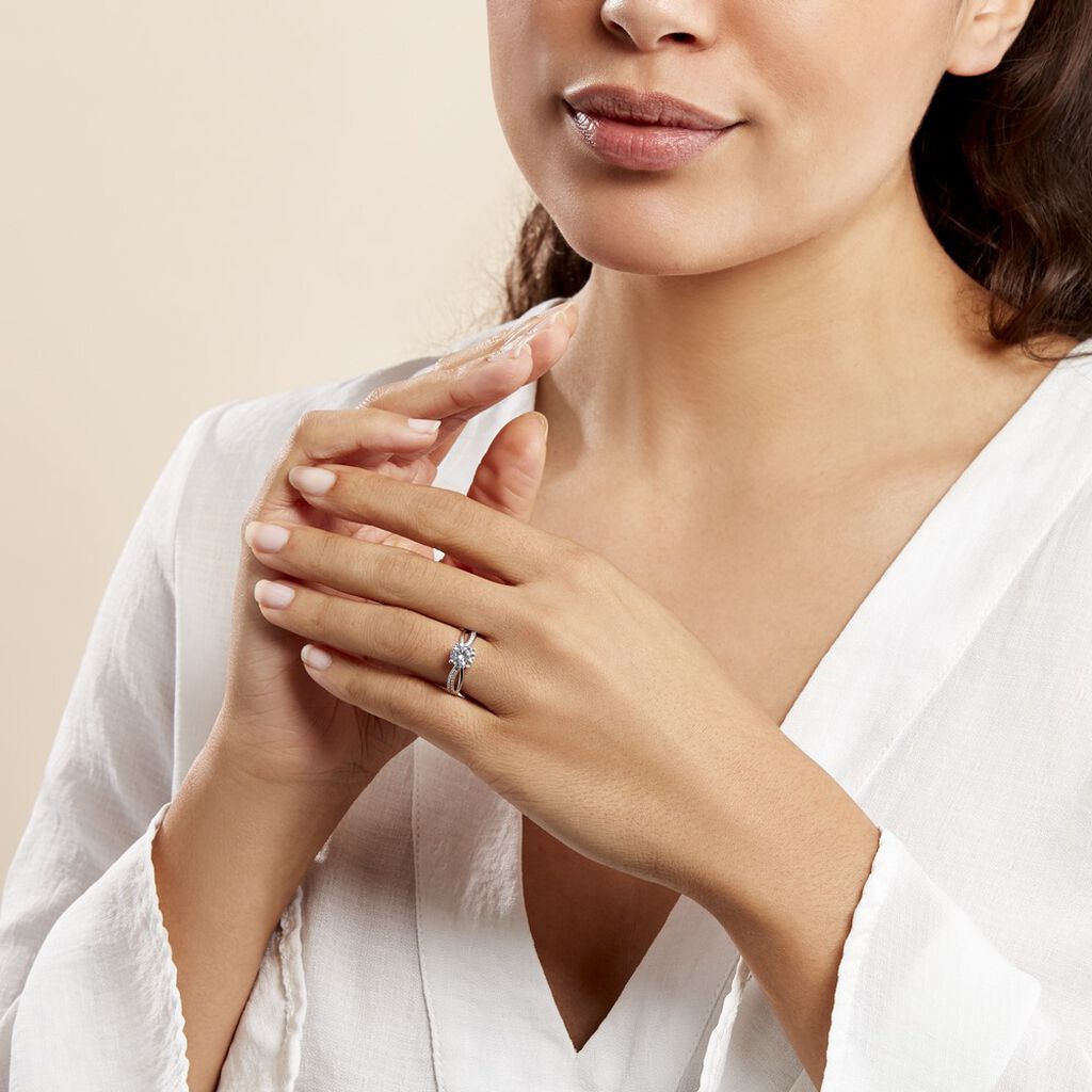 Bague Or Blanc Ofelie Solitaire Oxyde