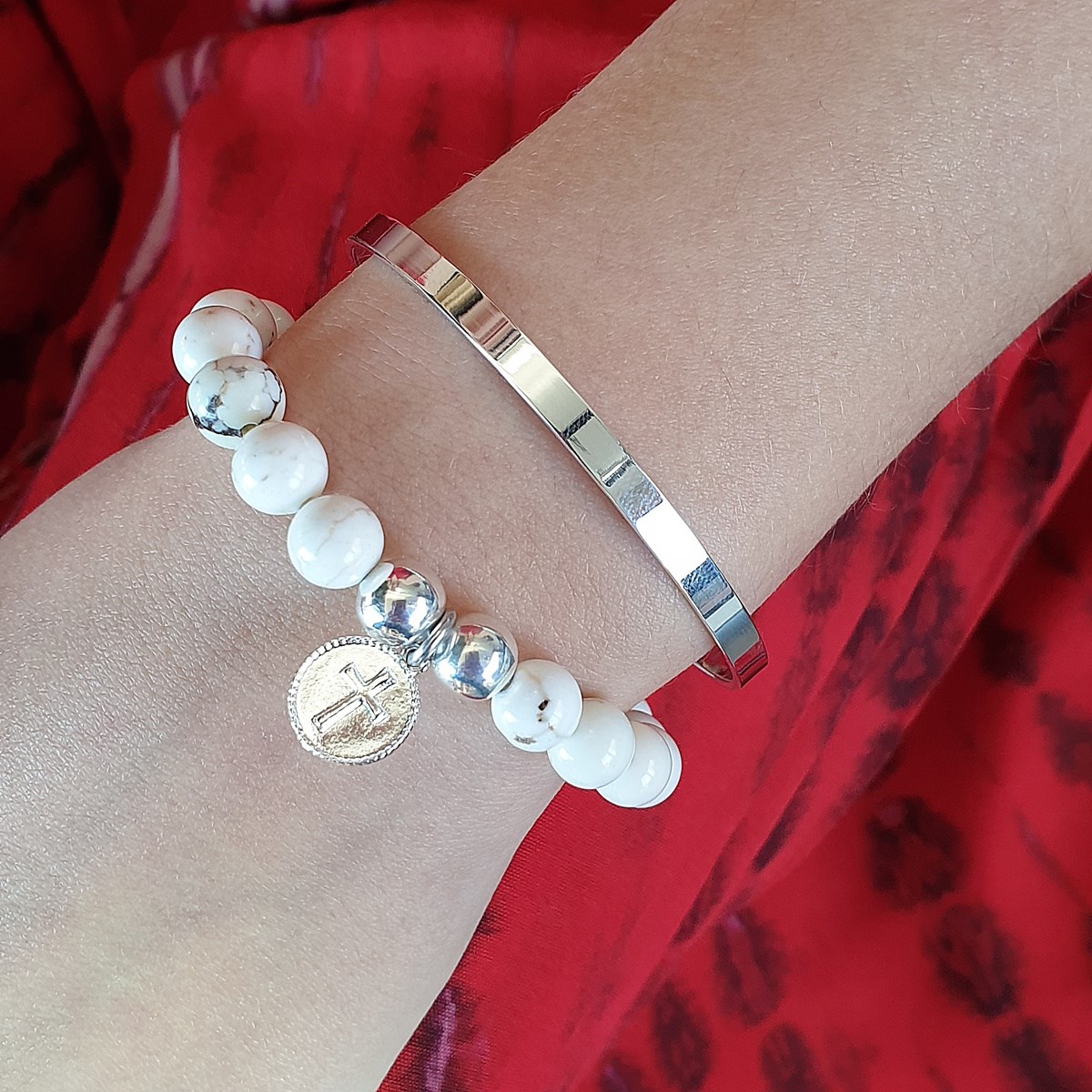 Bracelet pierres howlite marbré Serenity