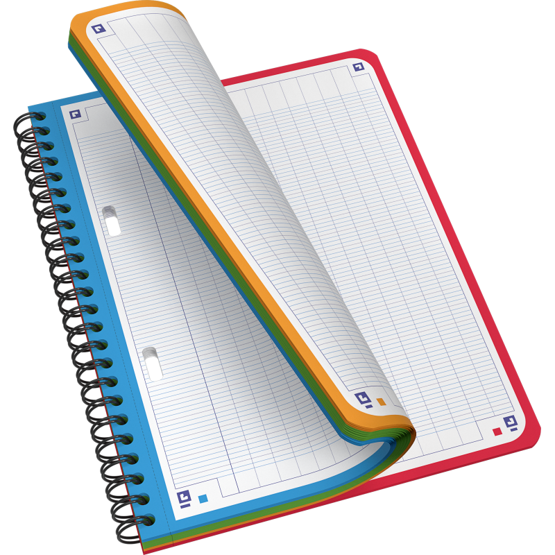 Cahier spirale Oxford color system integrale 17,5 x 21 cm - grand carreaux - 180 pages