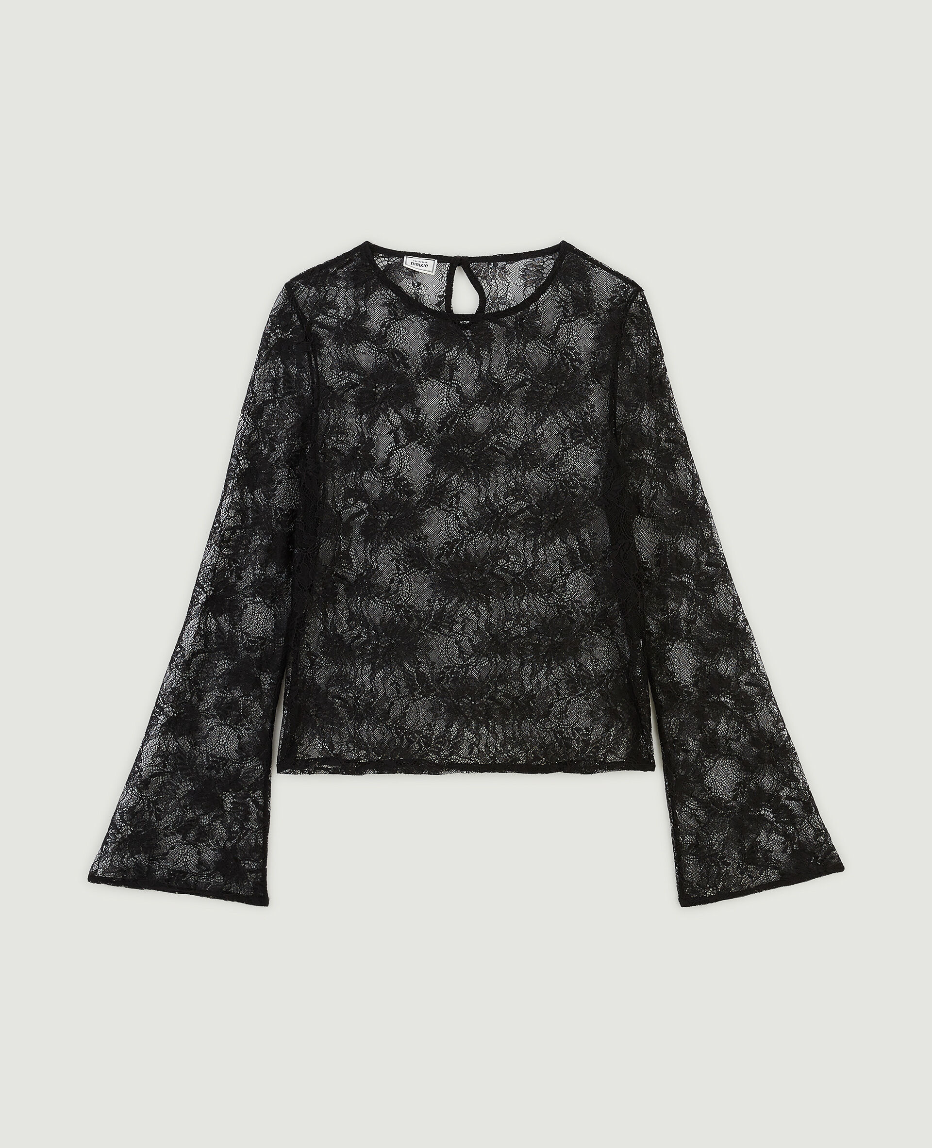 Top en dentelle manches flare - Noir