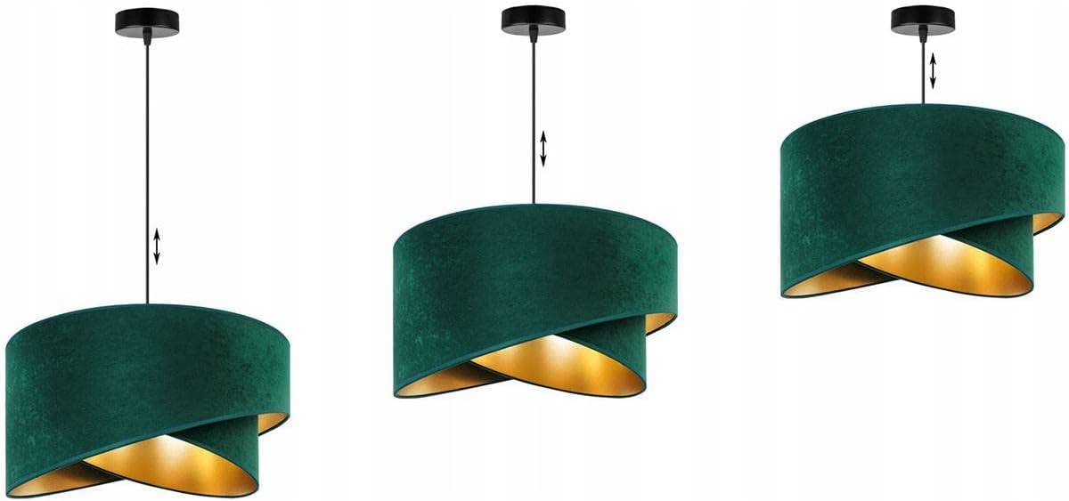 Light-Home Milan Elegant Hängelampe - Modern Deckenlampe für Wohnzimmer Schlafzimmer und Esszimmer - Designer Pendelleuchte aus Metall mit Lampenschirm aus Velours - Grün