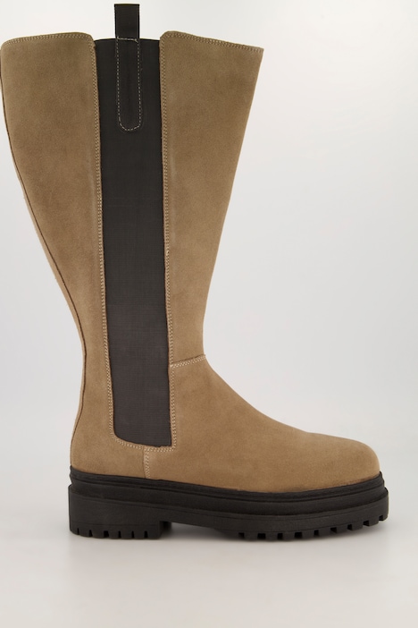 Suede-Stiefel, 3XL-Schaft, Chelsea-Einsatz, Weite H