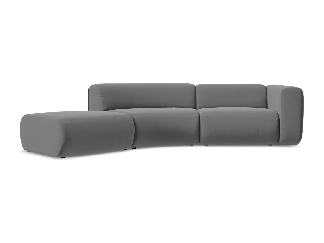 Canapé modulable 4 places gauche en velours - gris - EKAHI