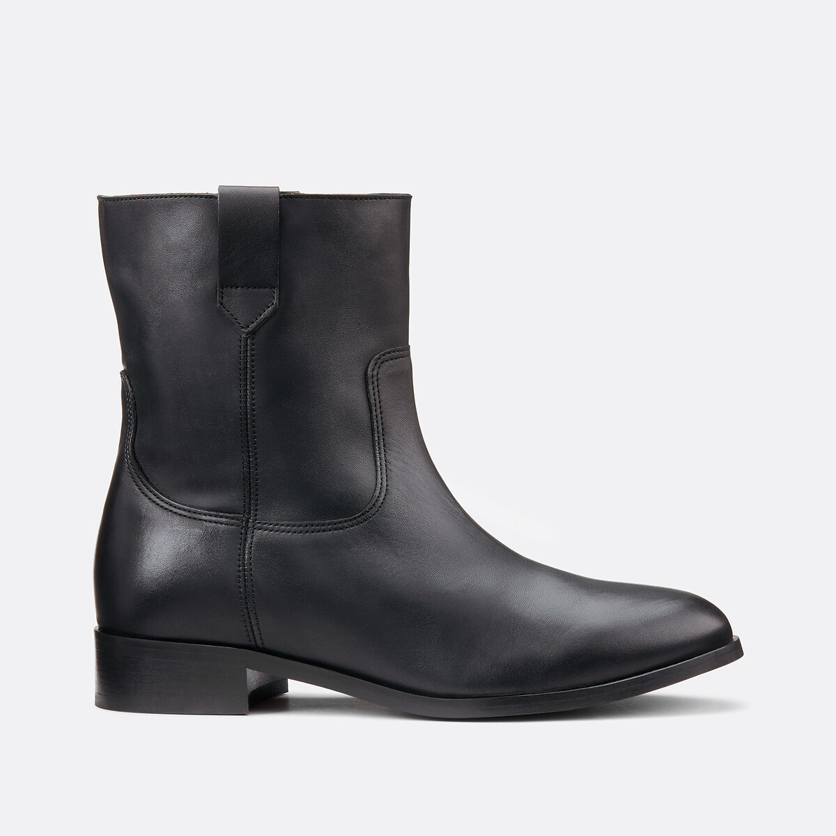 COLEÇÃO LA REDOUTE<br>Botas de couro de salto baixo estilo western