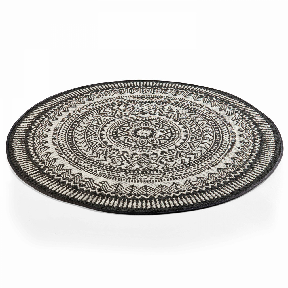 Tapis rond polypropylène noir 160cm