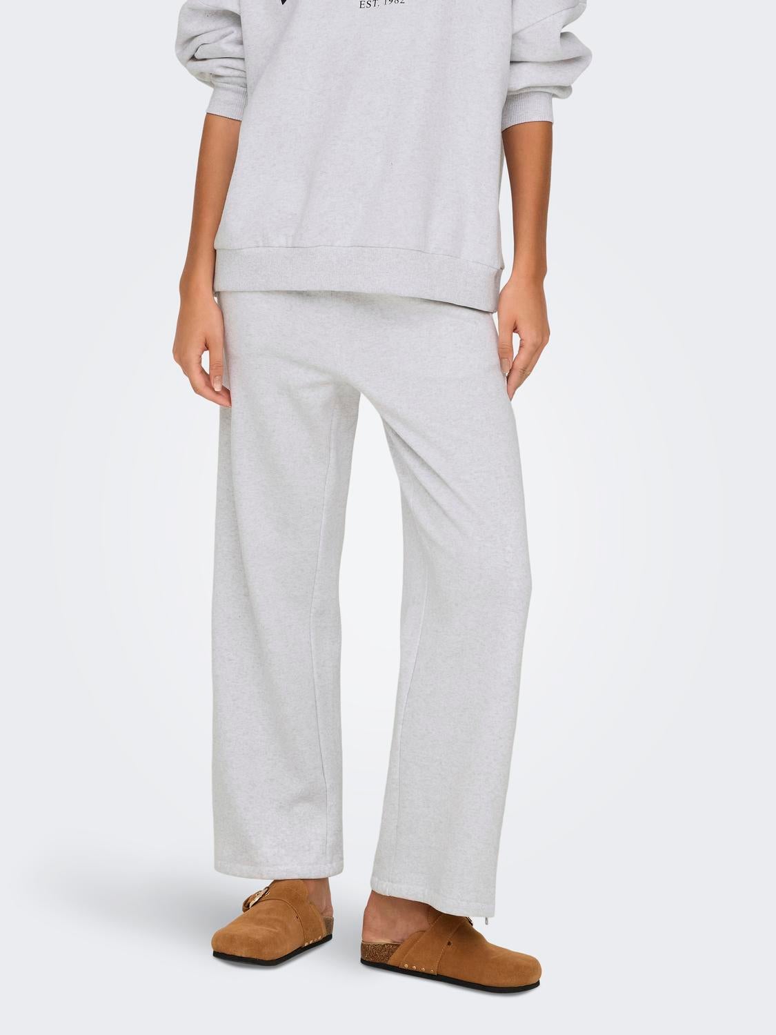 ONLELLIOT Mittlere Taille Weiter Beinschnitt Jogginghose Light Grey Melange