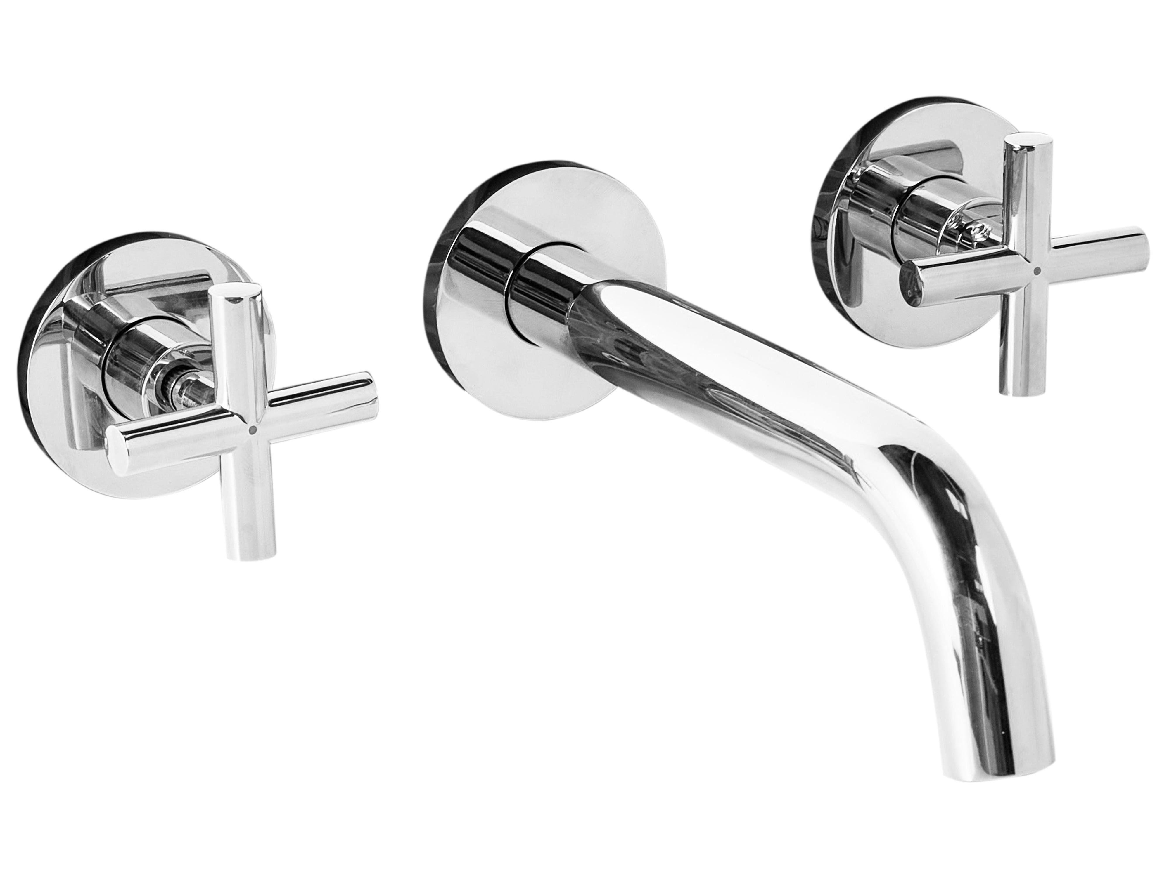Wandgemonteerde mengkraan KAIETEUR Messing Zilver