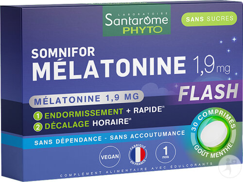 Santarome Phyto Somnifor Mélatonine 1,9mg Complément Alimentaire 30 Comprimés