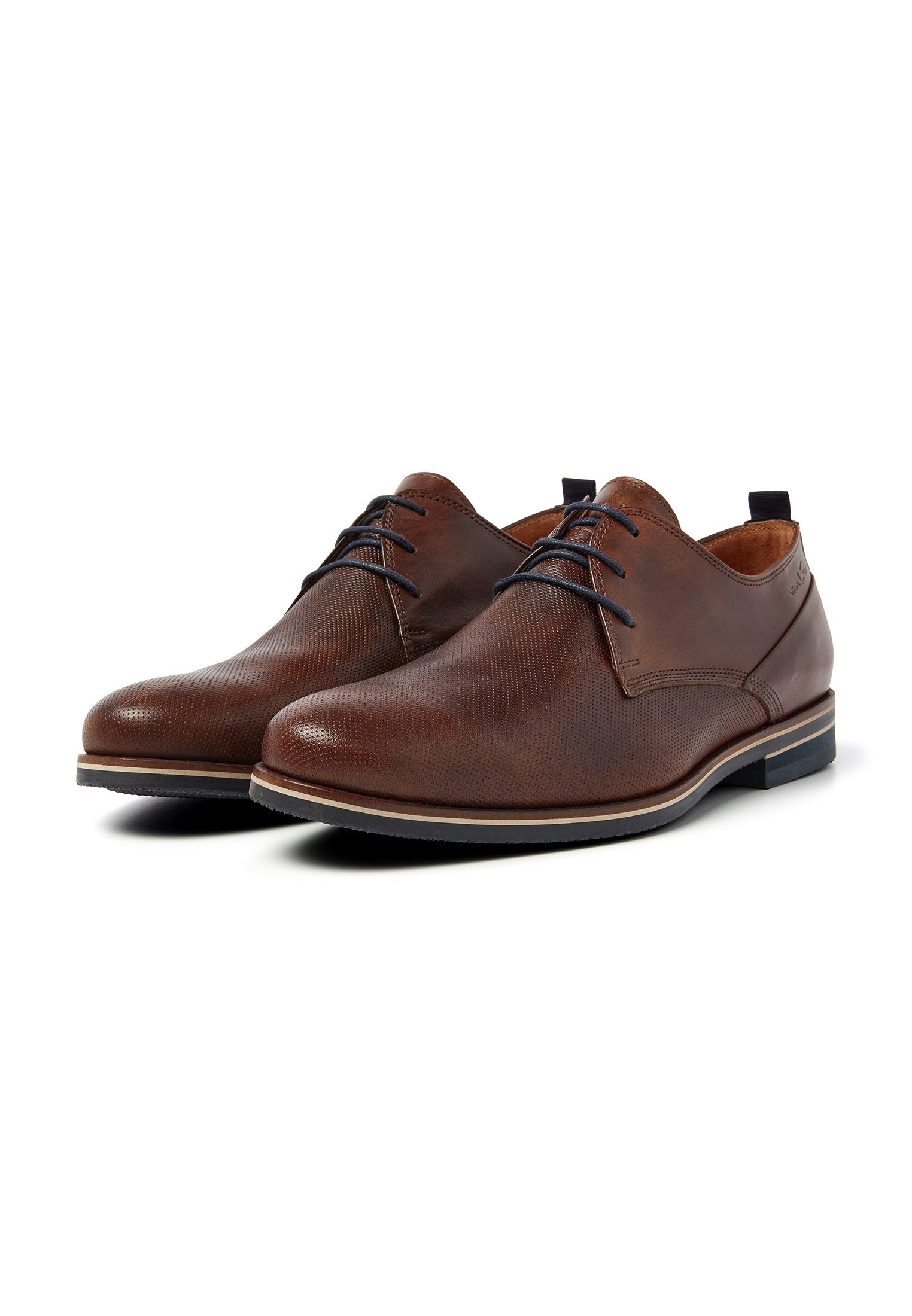 Cognac gladleren Sabinus veterschoen