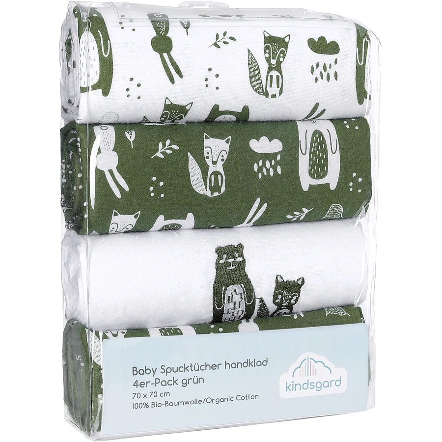 kindsgard Molton-Spucktücher handklad 4er-Pack oliv