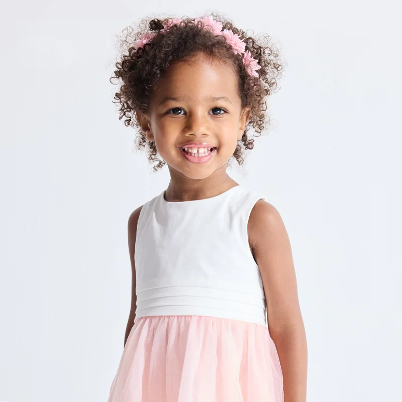 Robe chic bi-matière rose bébé fille Rose