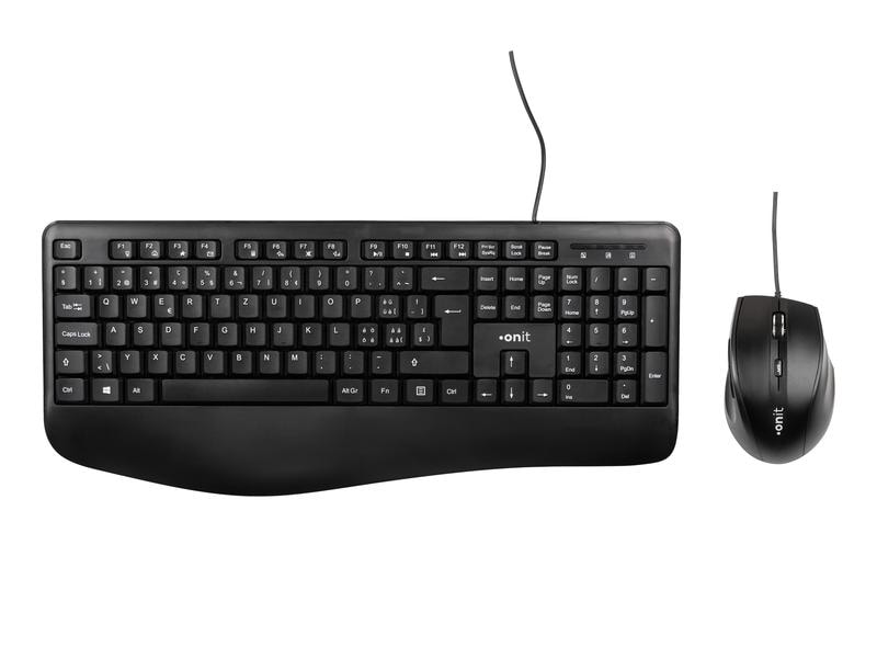 onit Tastatur-Maus-Set CH-Layout Set bestehend aus Plug-and-Play-Tastatur und -Maus