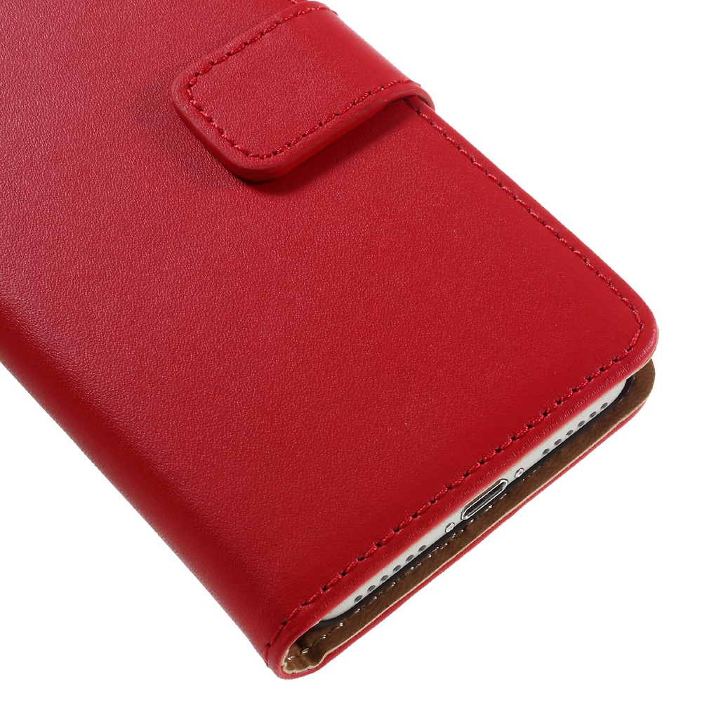iPhone SE (2022/2020) / 8 / 7 Echtleder Tasche Flip Cover mit Karten Etui - Rot